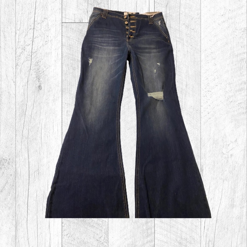 Distressed Bell Bottom Jeans